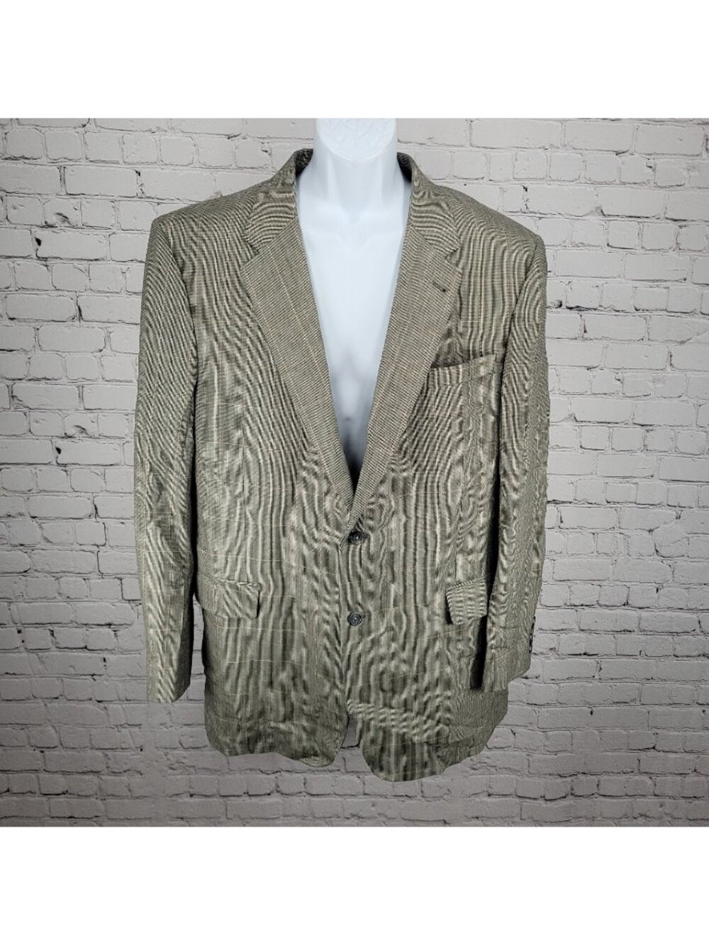 Jos A Bank Black Beige Silk Wool Signature Collection Blazer Sport Coat 46L
